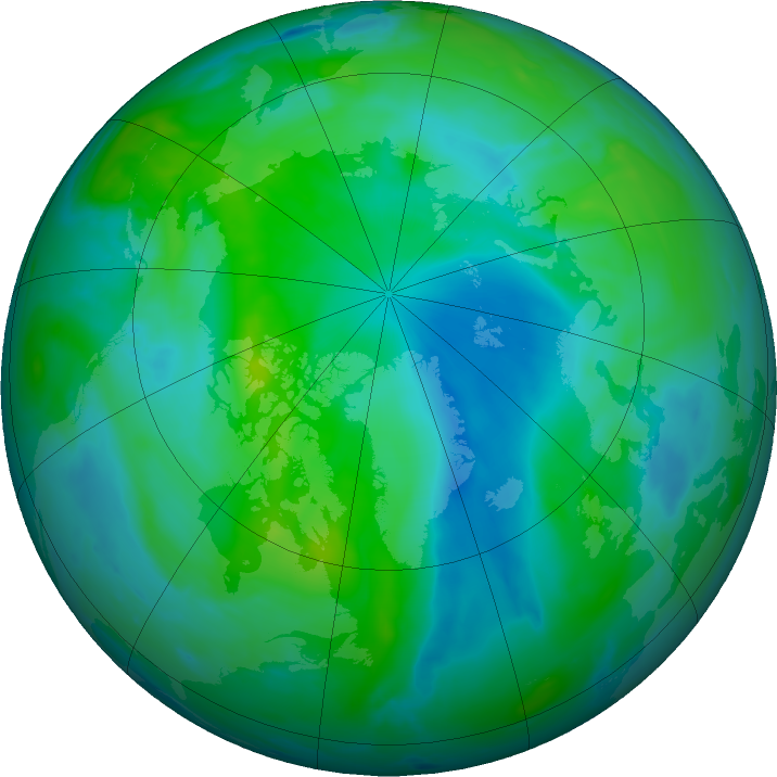 Arctic ozone map for 25 August 2023